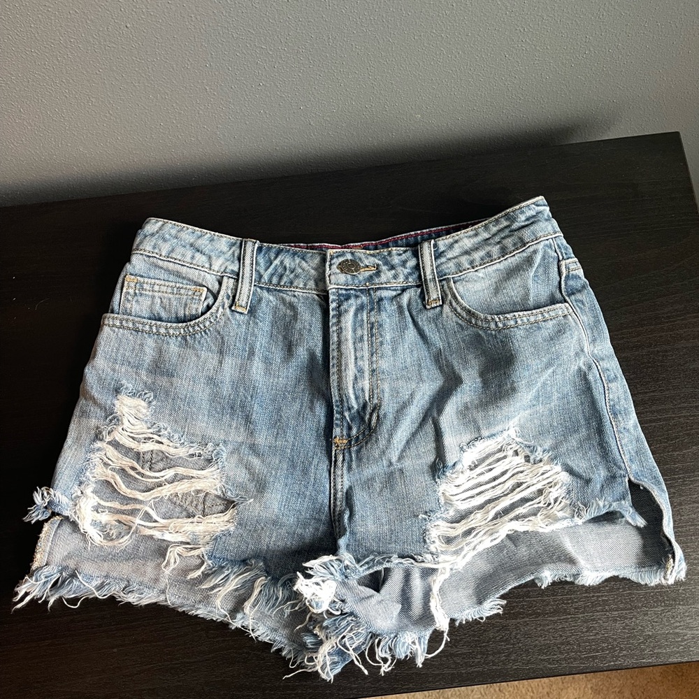 High rise ripped jean shorts